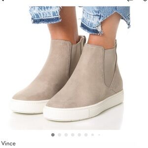 Vince Newlyn Suede High-Top Slip On Sneakers.